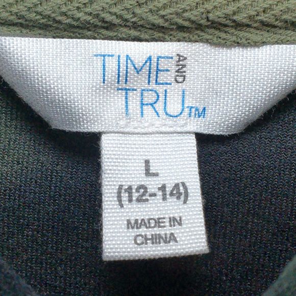 Time & Tru Pullover Velour Women's Hoodie, Green/Black Tie Dye, Size Large 12-14 - Picture 3 of 3